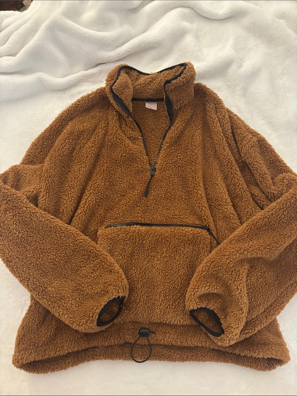No Boundaries Tan Sherpa Fleece Pullover